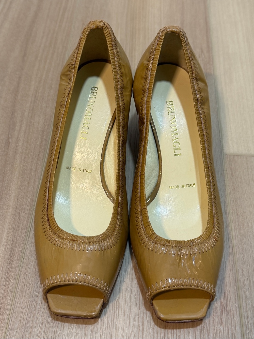 Bruno Magli Patent Leather Peep-toe Pumps